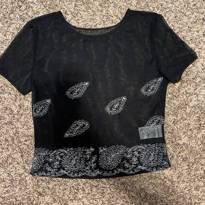 Vintage Sheer Embroidered Crop Top